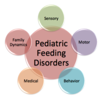 The five key domains of pediatric feeding problems.